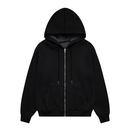 Reversible Zip-Up Hood Black/Charcoal Waffle