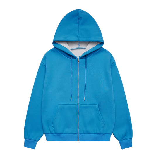 Reversible Zip-Up Hood Cerulean Blue/Marble Grey