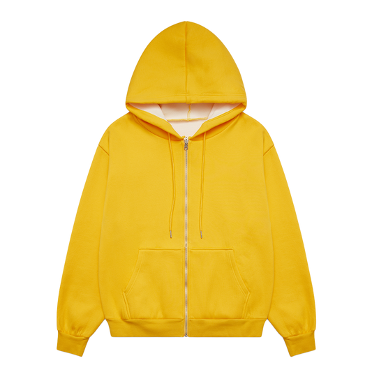 Reversible Zip-Up Hood Yellow/Cream Waffle